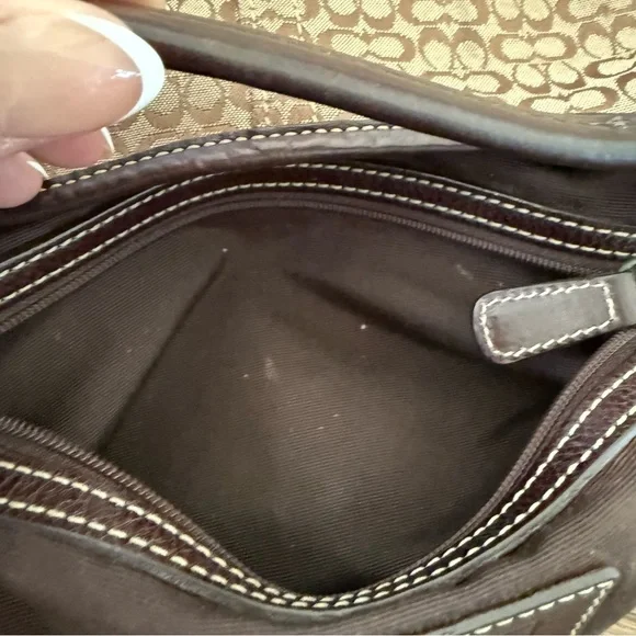 COACH Vintage Y2K Mini Soho Crescent Hobo Shoulder Bag Brown Tan Monogram VGUC - Picture 15 of 17